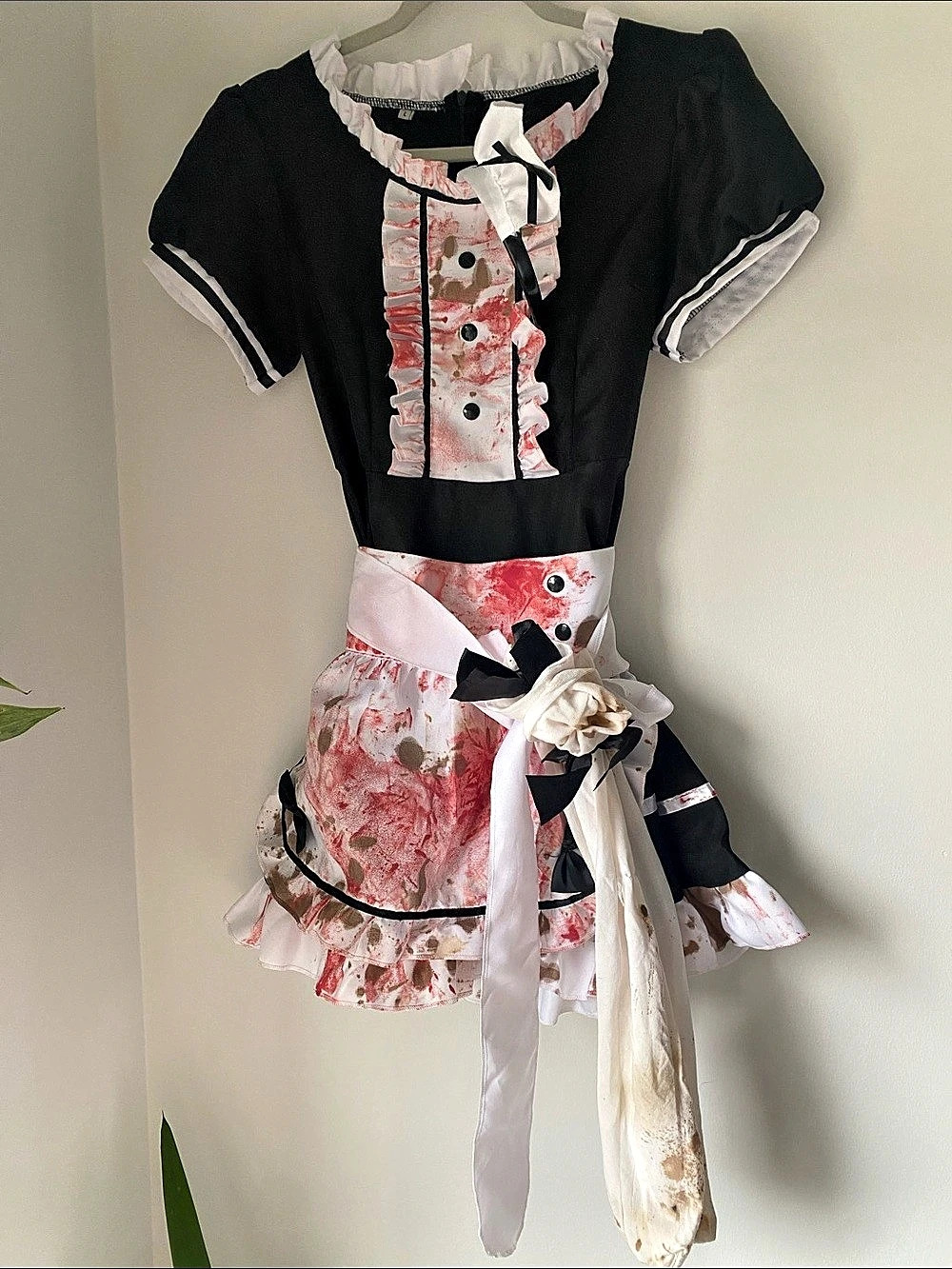 Women Halloween Maid Costume in Black & Pink Like New